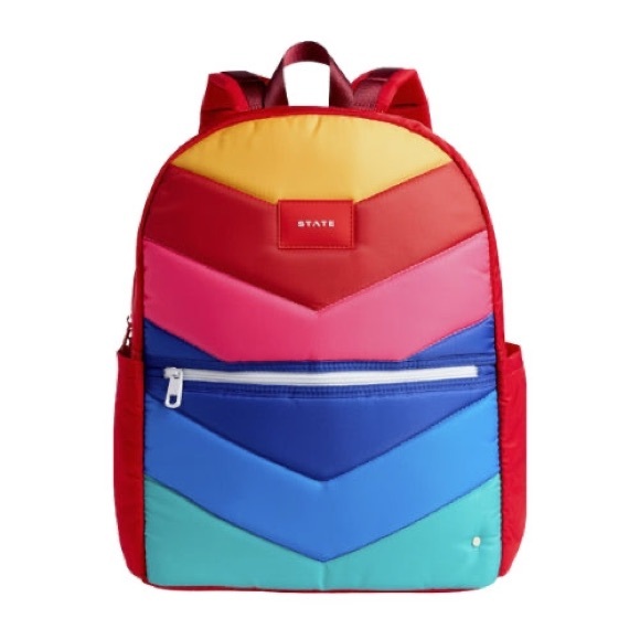 State Bags Kane Kids Large Double Pocket Rainbow Chevron - Picture 1 of 10